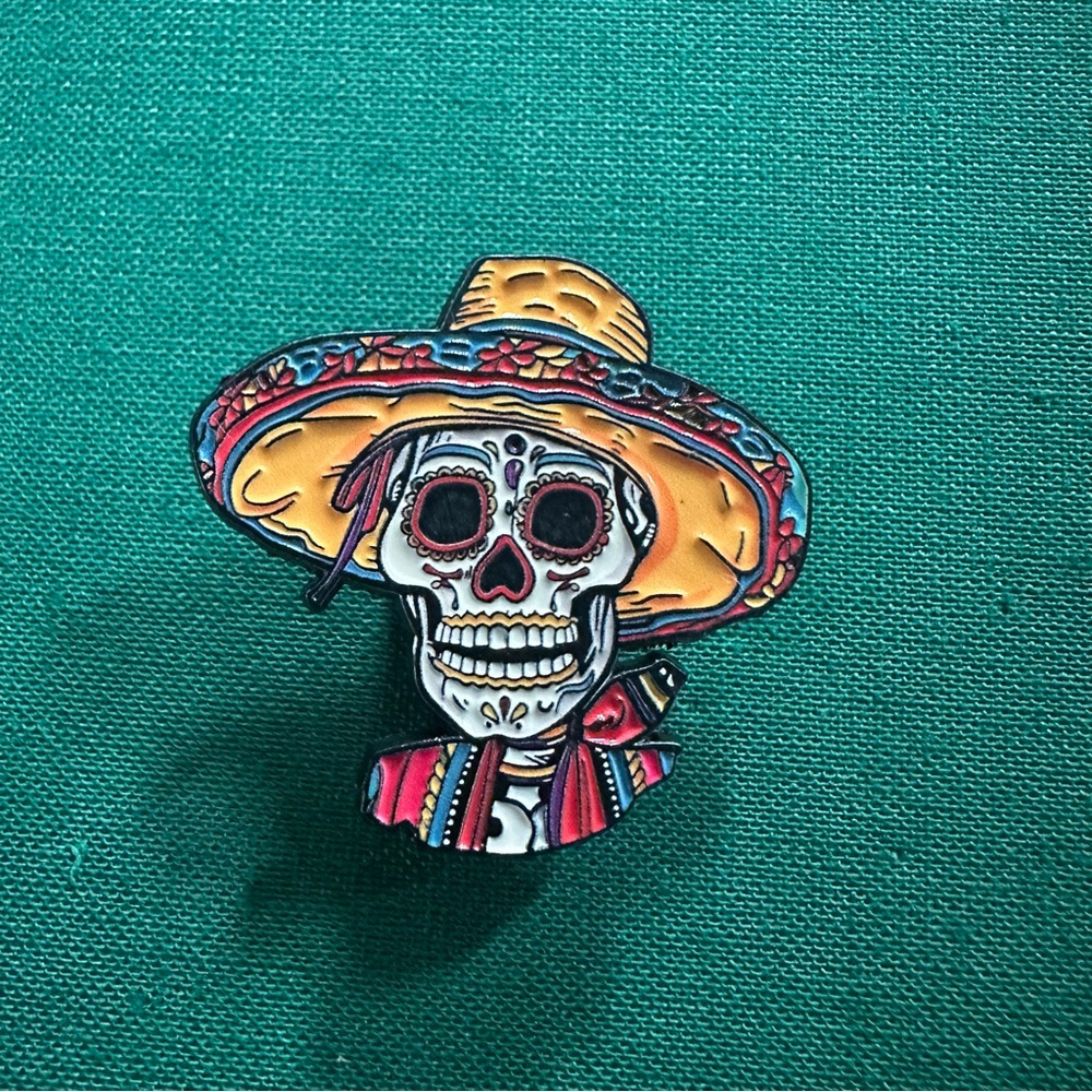 Colorful Skull Enamel Pin - Picture 2 of 3